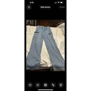 GAP Size 6 90s Loose Cargo Mid Rise Straight Leg Jeans In Medium Indigo Blue